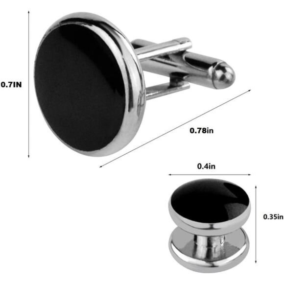Tuxedo Studs and Cufflinks Set, Mens Cufflinks and Cuff Studs Set Cuff Links - Picture 3 of 8